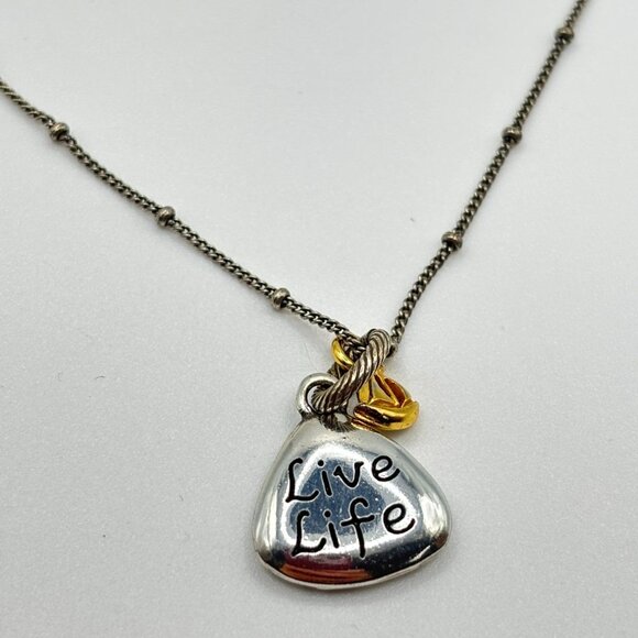 Brighton Live Life Beach Scene Charm Necklace Two-Tone Silver & Gold - Picture 4 of 7